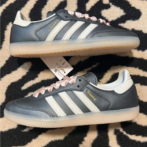 NWT Adidas Samba OG W Sneakers Black Pink Size Women’s 8.5 - Picture 7 of 13